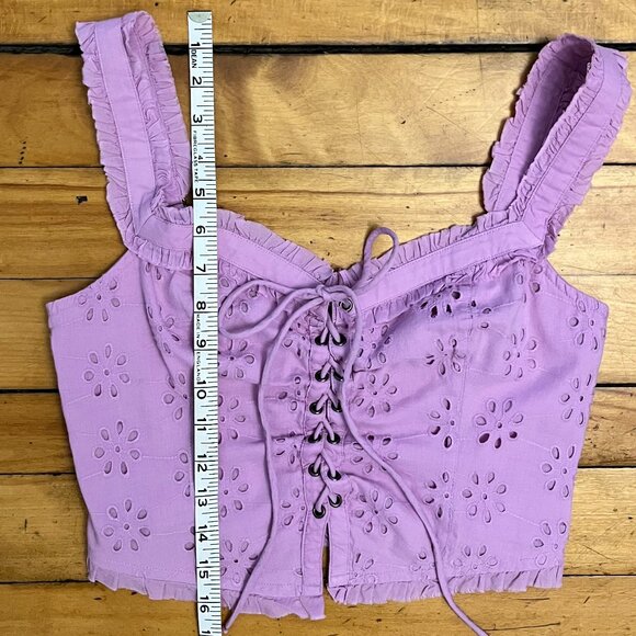 Urban Outfitters Lavender Layla Eyelet Corset Crop Top, Size Small - Picture 15 of 15